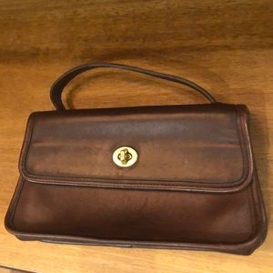 Rare Vintage 9044 90s Coach Top Handle Brown Bag Clutch